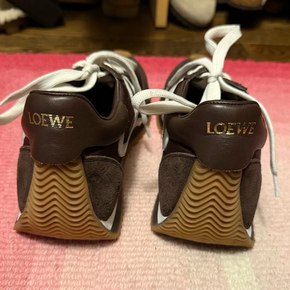 Loewe Flow Runner Nylon and Suede Sneakers in Chocolate Brown ‘Shitake Mushroom’ - Picture 11 of 16